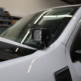Ford Maverick Ditch Lights dual color LED ditch light pod mounted on 2025 Ford Maverick hood near windshield