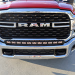 RAM 2500 3500 HD 40in Light Bar PRO curved LED mounted in front bumper of red 2019-2024 RAM 2500 3500 HD truck