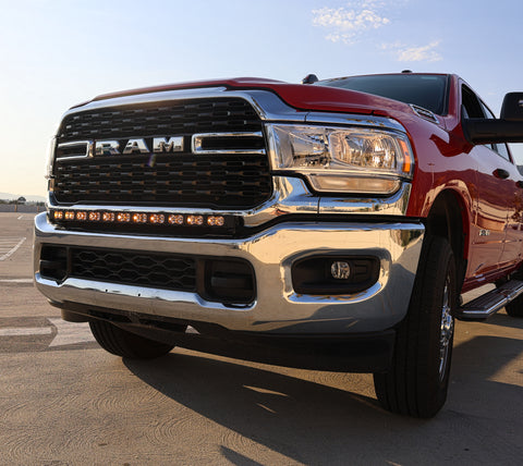 red ram 2500 3500 heavy duty with light bar on top of bumper for off roading