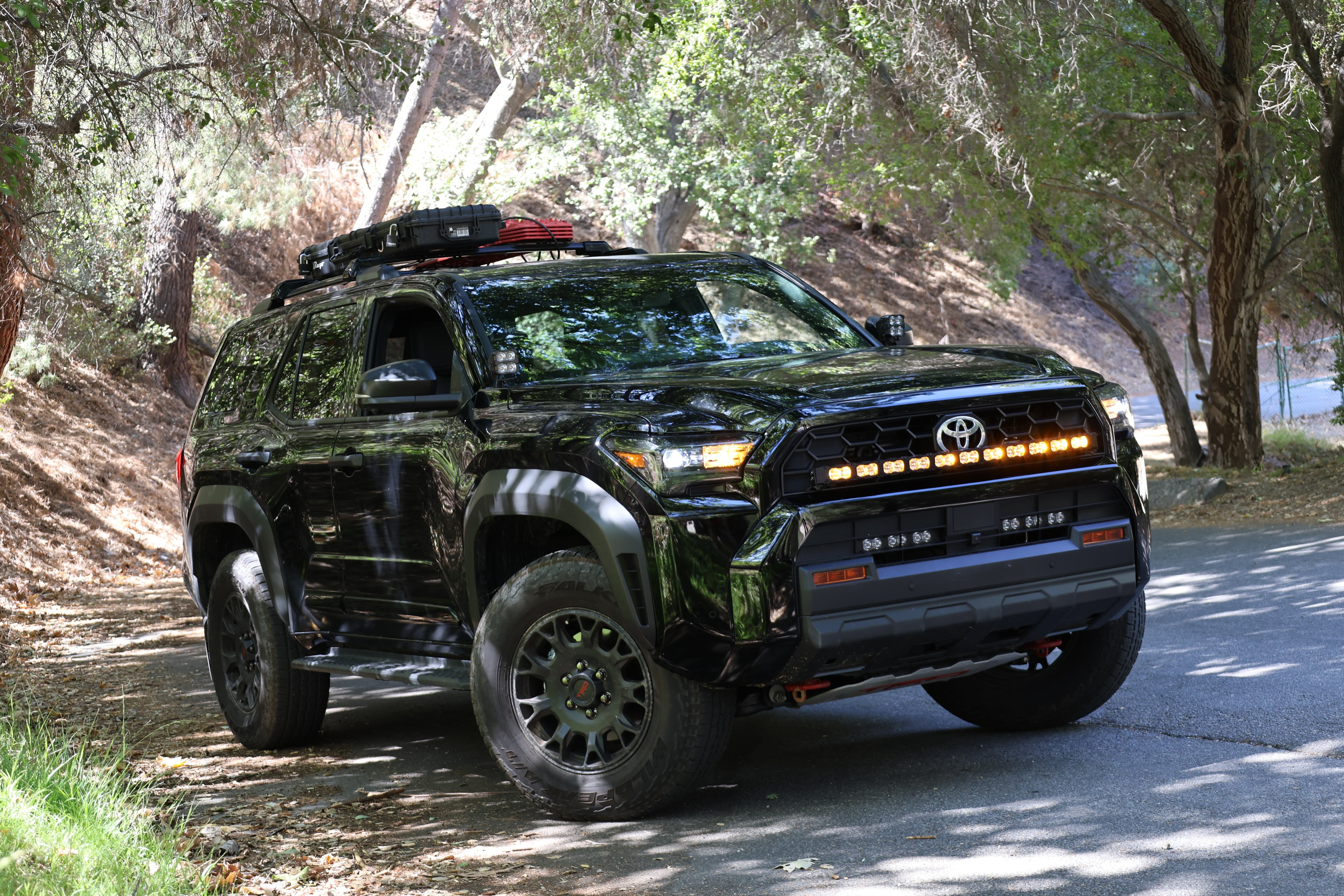 4Runner Light Bar PRO 40in curved LED light bar on 2025 Toyota 4Runner TRD Off-Road parked on forest road
