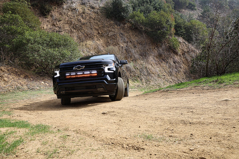 black chevrolet silverado 1500 off road light bar front grille