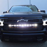 Silverado 1500 ditch lights dual color LED front view on 2022 Chevrolet Silverado 1500 truck