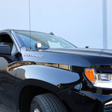 Silverado 1500 ditch lights installed on black 2022 Chevrolet Silverado 1500 front fender, close-up of dual color LED pods