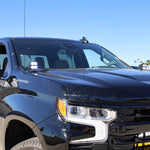Silverado 1500 ditch lights PRO dual color LED ditch lights installed on 2022+ Chevrolet Silverado 1500 black truck front view