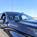 Silverado 1500 ditch lights PRO dual color LED ditch light pods mounted on 2022+ Chevy Silverado 1500 truck hood