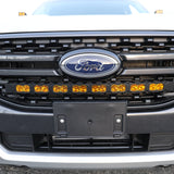 Ford Ranger front grille with the 30-inch PRO LED light bar showing the amber beam