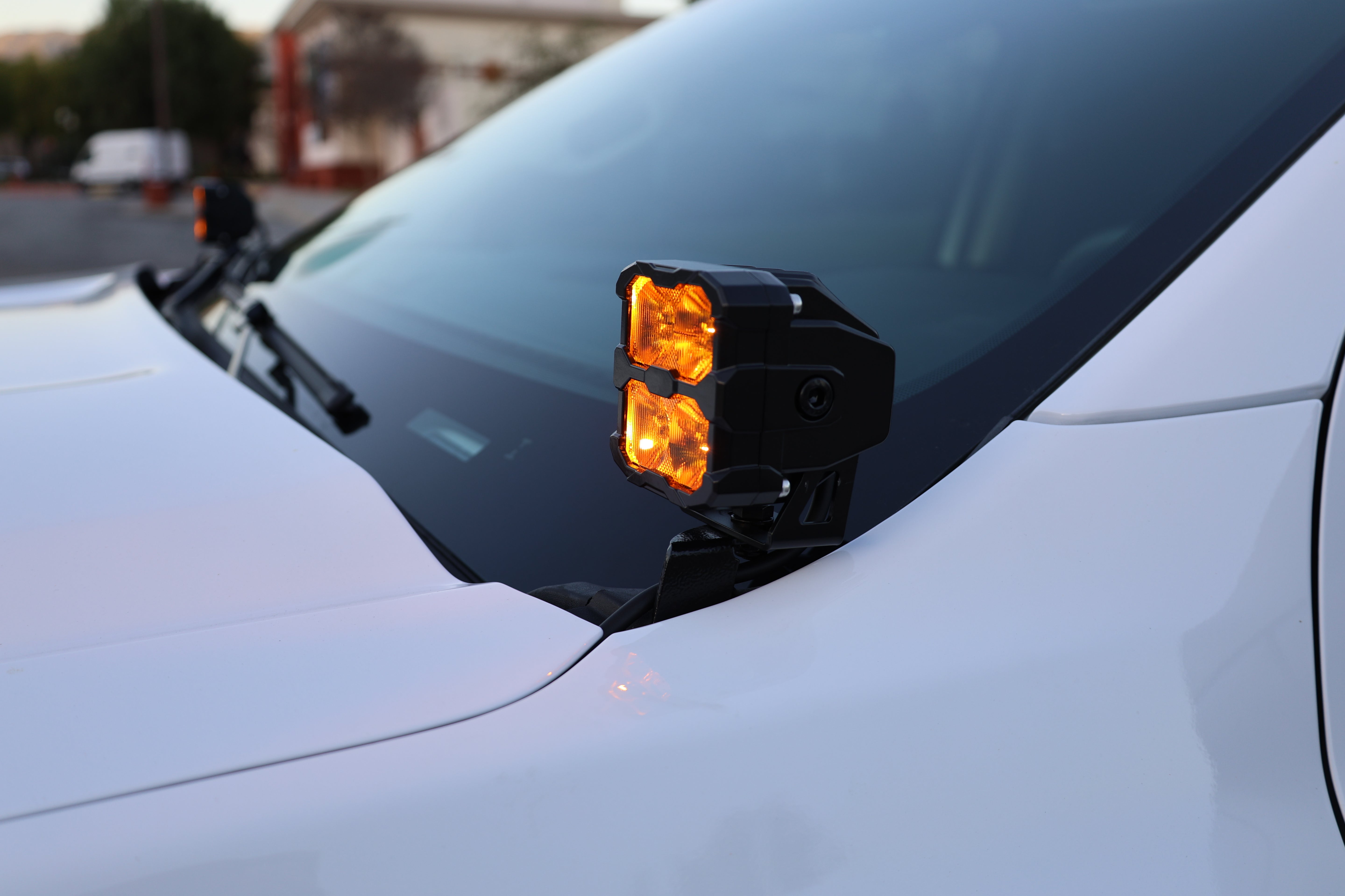 Ford Ranger Ditch Lights PRO showing amber illumination with adjustable positioning