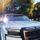 White 2025+ Nissan Frontier with LED ditch lights, front view