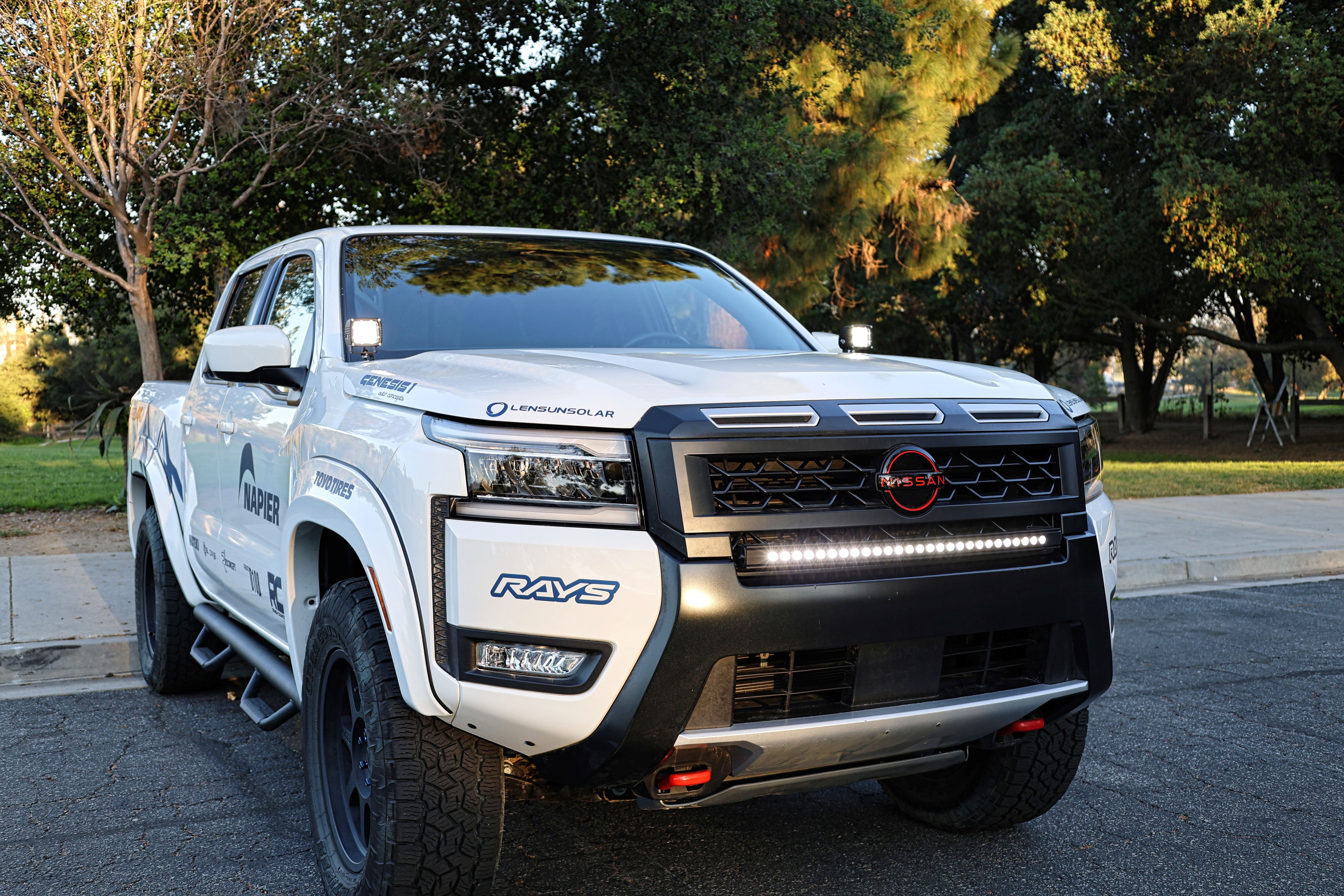 2025+ Nissan Frontier 30in SLIM LED light bar installed in the lower grille