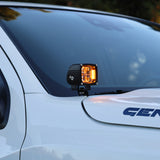 2025+ Nissan Frontier LED ditch light pod mounted at the hood corner