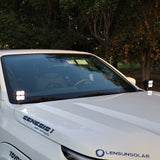 2025+ Nissan Frontier Ditch Lights PRO showcased on a white vehicle with dual color LED lights for enhanced visibility.