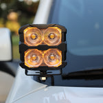 2025+ Nissan Frontier hood-mounted Ditch Lights PRO, amber DRL detail