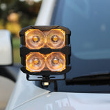 2025+ Nissan Frontier hood-mounted Ditch Lights PRO, amber DRL detail