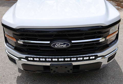 2024+ Ford F150 LightBar installed on the front grille of a Ford truck, showcasing design for off-road use.