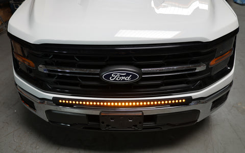 2024+ Ford F150 LightBar installed on the front grille for enhanced visibility and style.