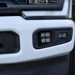 Close-up of Ford Super Duty Fog Lights on a 2023+ Ford F250/F350/F450 vehicle, showcasing design and features.