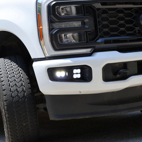2023 Ford Super Duty Fog Lights installed on F250, showcasing modern design and bright illumination.