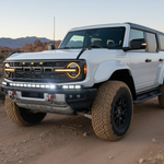 Bronco Raptor Lightbar kit - Ford Bronco Raptor with 40in curved LED light bar + 12in extension, slim bumper install, black powder-coated metal bracket