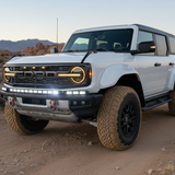 Bronco Raptor Lightbar kit - Ford Bronco Raptor with 40in curved LED light bar + 12in extension, slim bumper install, black powder-coated metal bracket