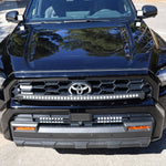 4Runner Ditch lights installed on front of black 2025 Toyota 4Runner with dual color LED ditch and grille light bars