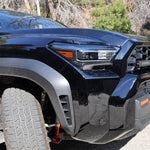 4Runner Ditch lights installed on 2025 Toyota 4Runner front bumper, close-up of dual color LED ditch light setup on driver side