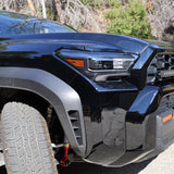 4Runner Ditch lights installed on 2025 Toyota 4Runner front bumper, close-up of dual color LED ditch light setup on driver side