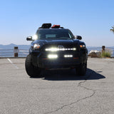 4Runner Light Bar PRO 40in curved LED grille mount on 2025 Toyota 4Runner TRD Off-Road SUV front view on mountain road