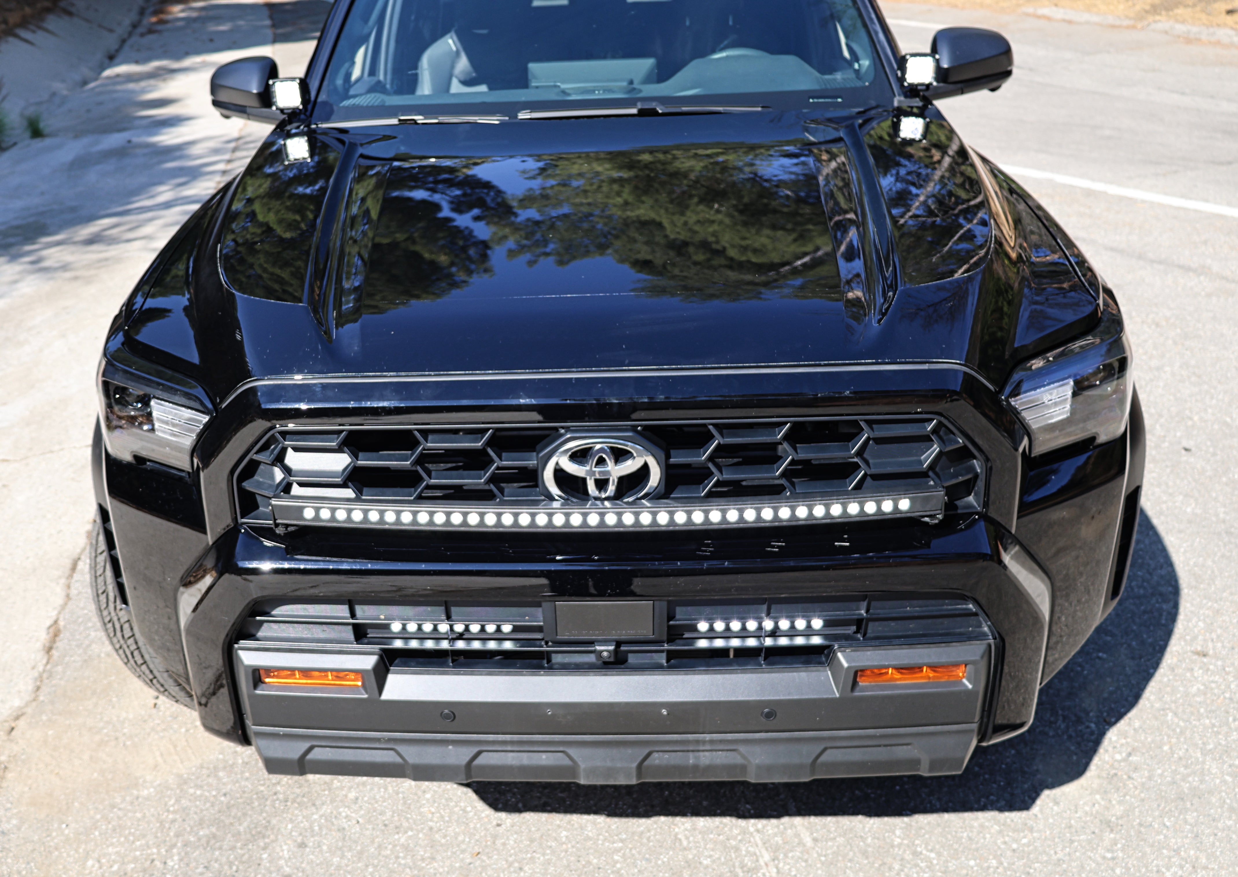 4Runner Light Bars installed on 2025 Toyota 4Runner front grille with dual slim 11in white LED light bars