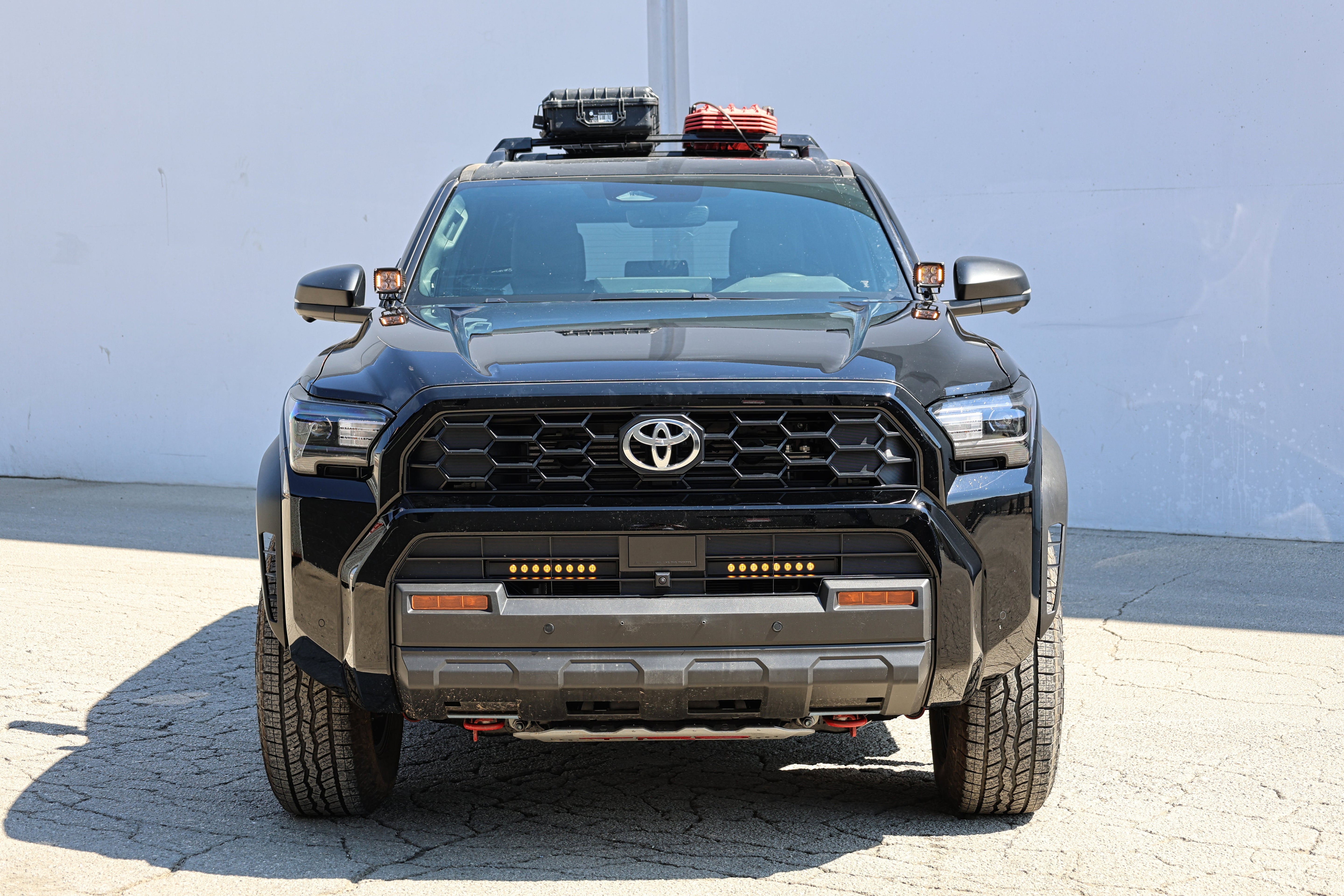4Runner Light Bars installed on 2025 Toyota 4Runner with slim 11in white LED light bars mounted in front bumper