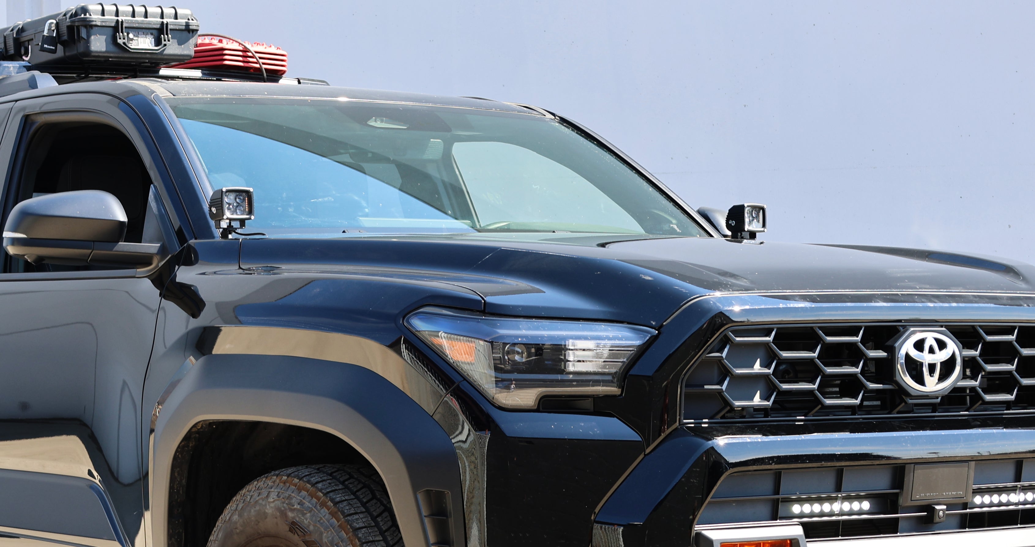 4Runner Ditch lights mounted on 2025 Toyota 4Runner roof and hood for improved off-road visibility