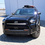 4Runner Ditch lights on black 2025 Toyota 4Runner with dual color amber DRL ditch lighting upgrade