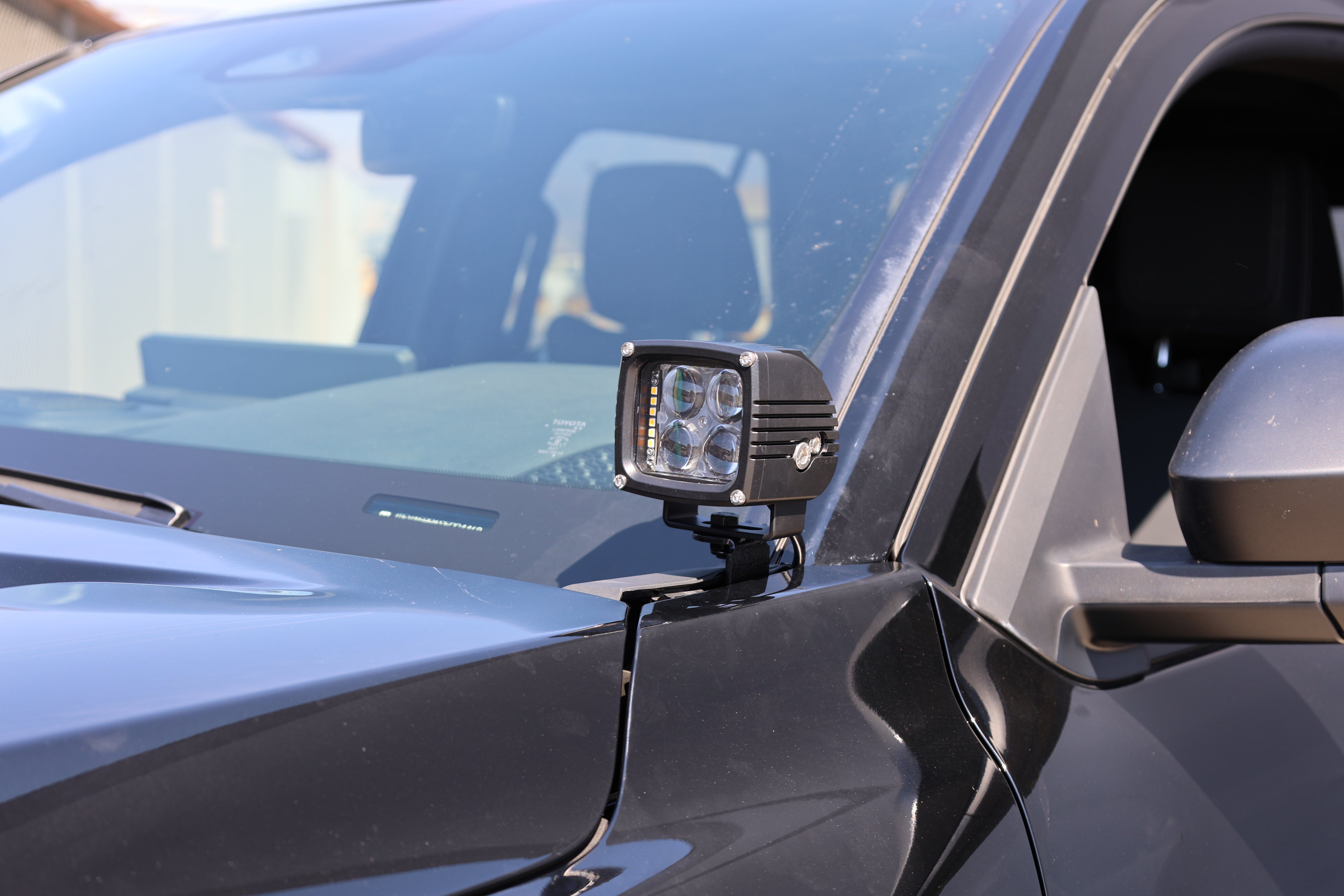 4Runner Ditch lights dual color LED ditch light mounted on 2025 Toyota 4Runner driver side mirror area