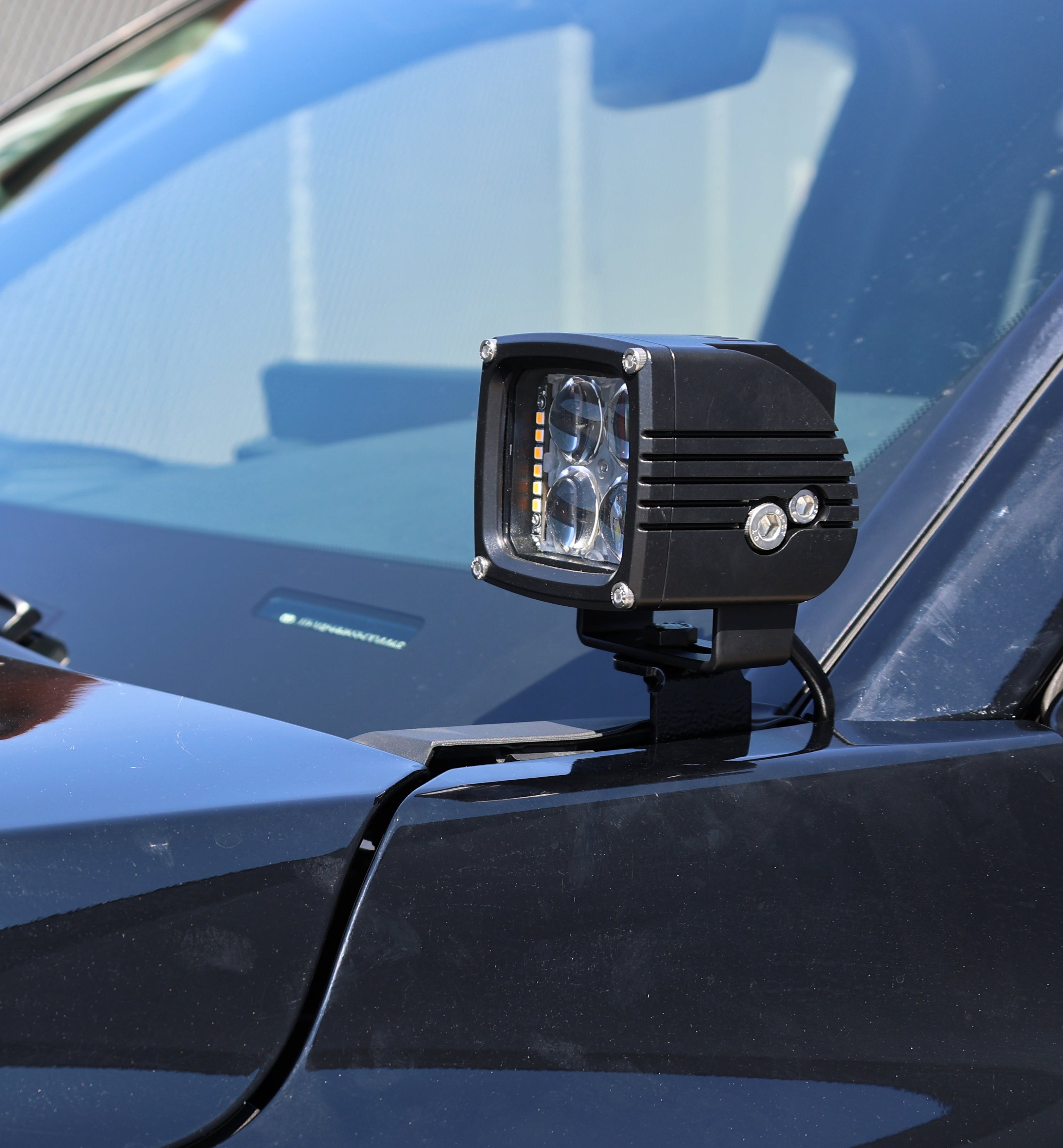 4Runner Ditch lights dual color LED ditch light mounted on 2025 Toyota 4Runner hood for added off-road visibility