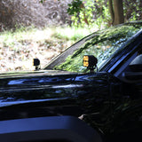 4Runner Ditch lights PRO mounted on 2025 Toyota 4Runner hood, dual color white and amber DRL off-road lighting