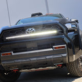 4Runner Ditch lights on 2025 Toyota 4Runner with dual color LED light bar and amber DRL backglow installed on front bumper