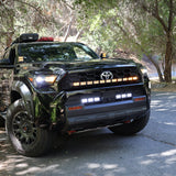 4Runner Light Bar PRO curved 40in LED installed in front grille on 2025 Toyota 4Runner TRD Off-Road parked on forest road