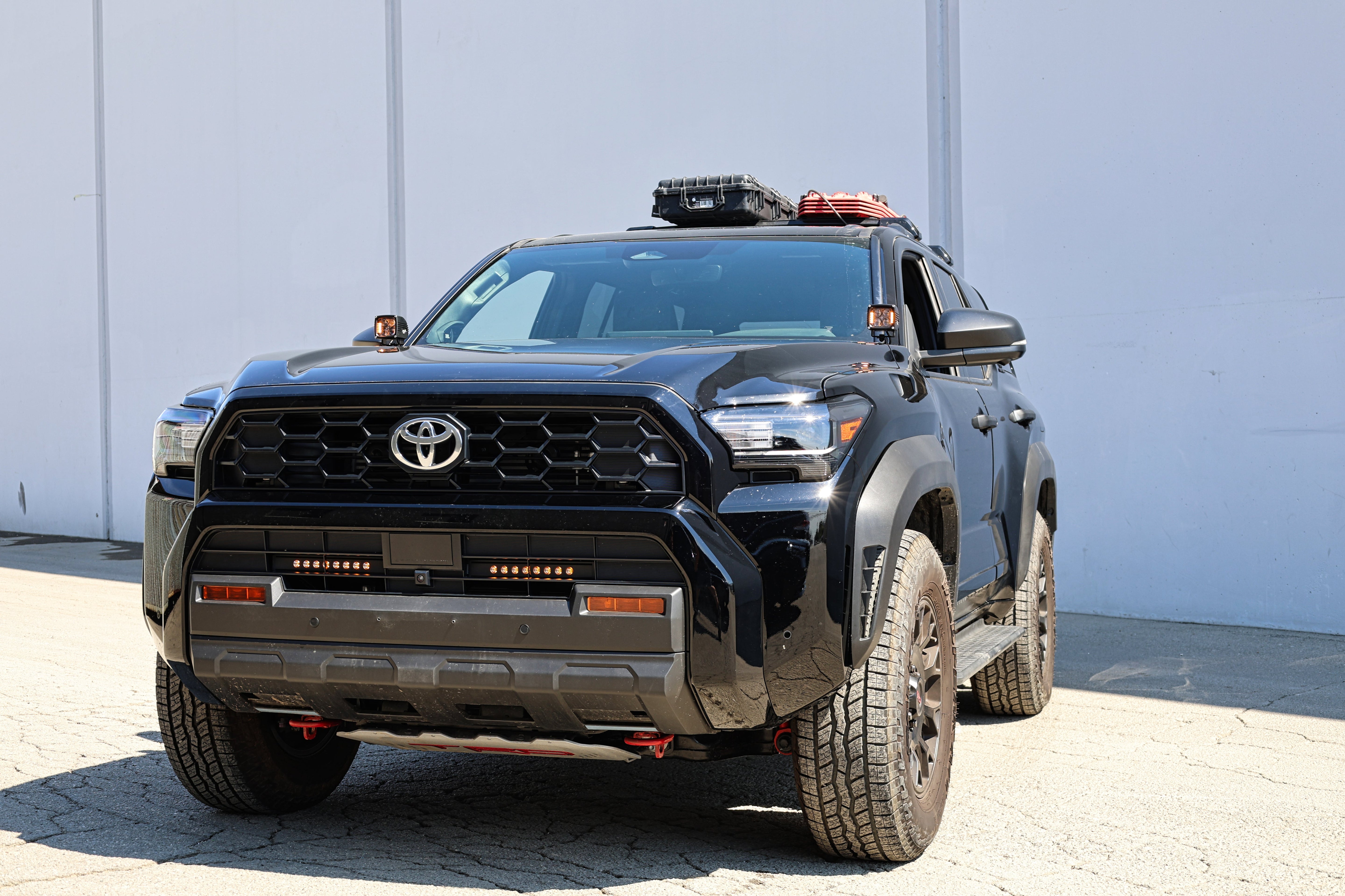4Runner Light Bars installed on black 2025 Toyota 4Runner with dual 11in slim LED light bars on front bumper