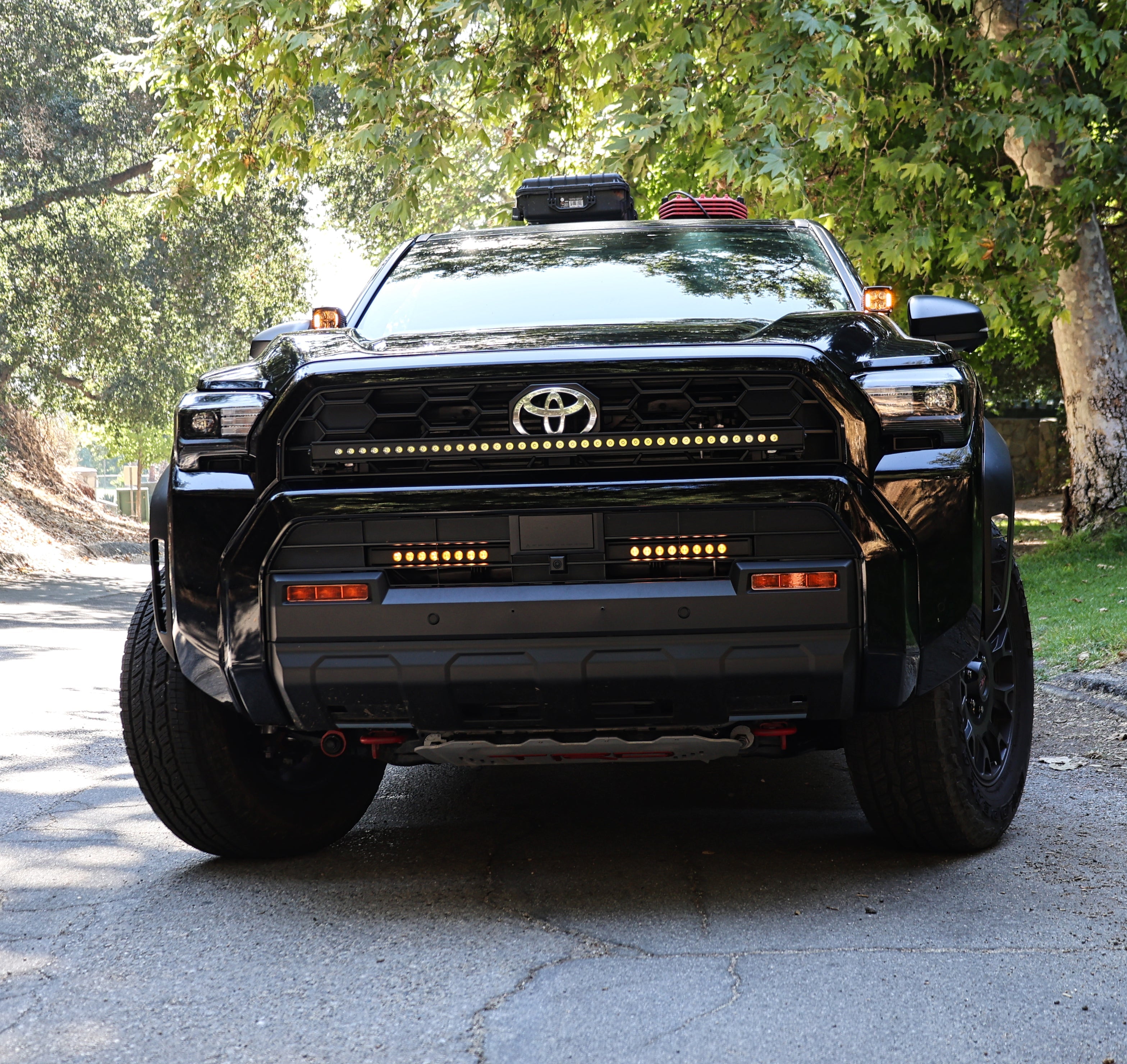 4Runner Light Bars installed on 2025 Toyota 4Runner with 11in slim LED light bars mounted in front bumper