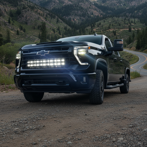 black 2021 chevrolet silverado HD 2500 3500 light bars for off roading