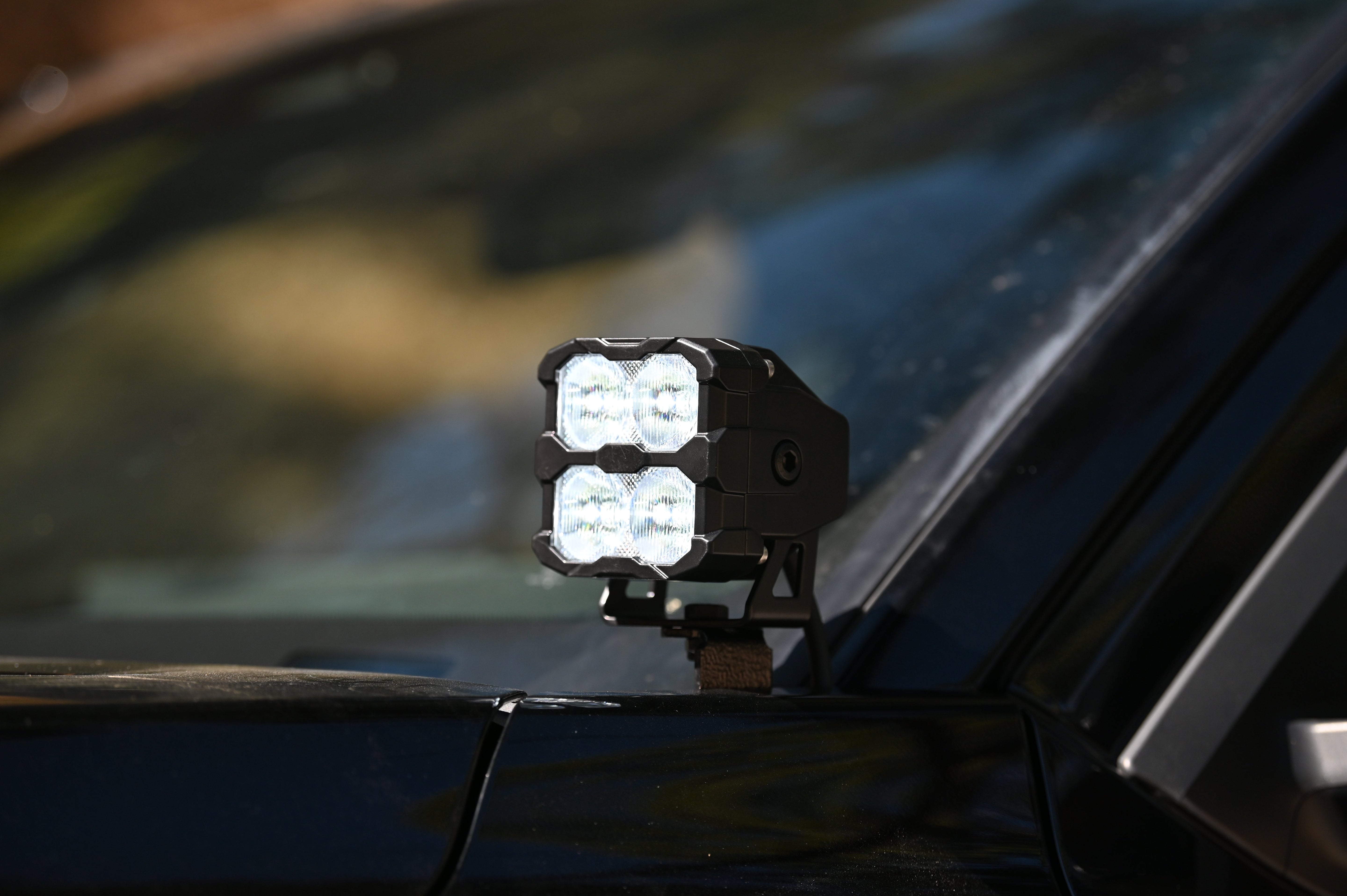 4Runner Ditch lights PRO dual-color LED ditch light mounted on 2025 Toyota 4Runner driver side mirror