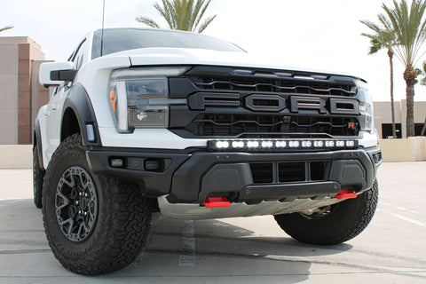 F150 Raptor Modular Bumper 40in Light Bar on Ford F-150 Raptor Gen 3 front view with aggressive grille and built-in LED bar