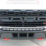 F150 Raptor Modular Bumper 40in Light Bar on Ford Raptor Gen 3 Refresh front grille with curved LED light bar