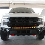 F150 Raptor Modular Bumper 40in Light Bar on 2024-2026 Ford Raptor Gen 3 Refresh front view with curved LED light bar