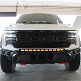 F150 Raptor Modular Bumper 40in Light Bar on 2024-2026 Ford Raptor Gen 3 Refresh front view with curved LED light bar