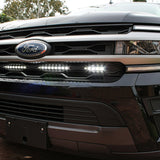 black ford expedition with behind grille led light bar color white for off roading
