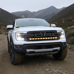 2024+ Ford Ranger Raptor 40in PRO LED light bar, close-up of grille mount