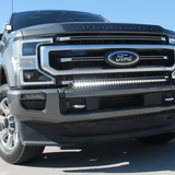 Ford Super Duty light bar fits 2020-2022 F250/F350/F450; slim curved light bar mounted below bumper on Ford Super Duty pickup