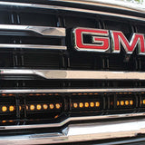 GMC Yukon 2021-24 Single 40in Light Bar installed under GMC logo in grille.
