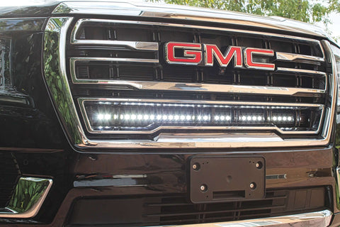 GMC Yukon 2021-24 Single 40in Light Bar - SLIM mounted under GMC logo on grille