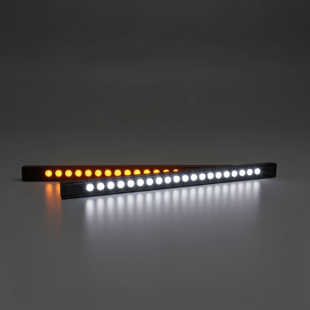 2025 2026 GMC Yukon Dual 40s SLIM light bars with white and amber LED beams for grille mount under GMC logo